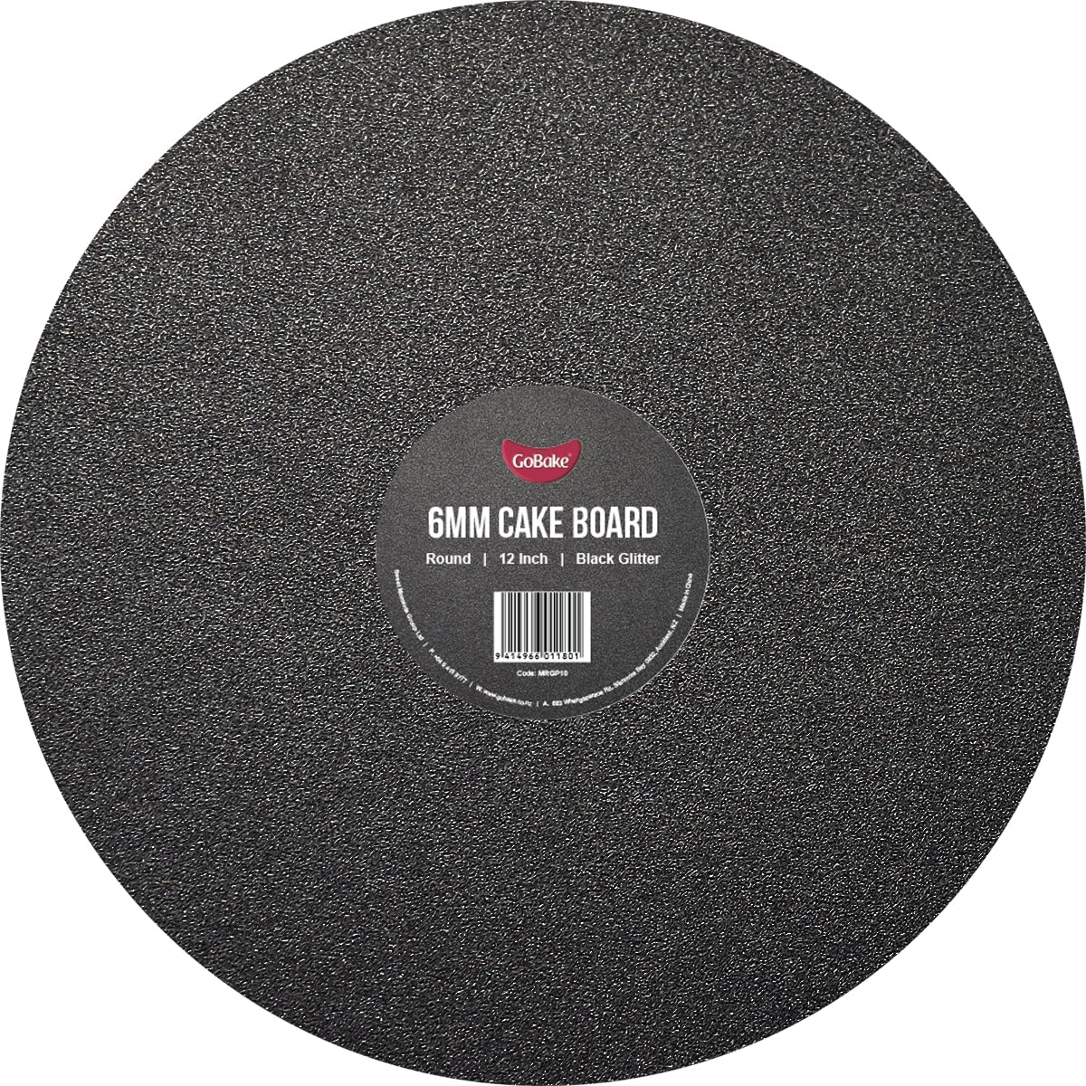 Round Glitter Masonite Cake Board 6mm | Black | 12 Inch
