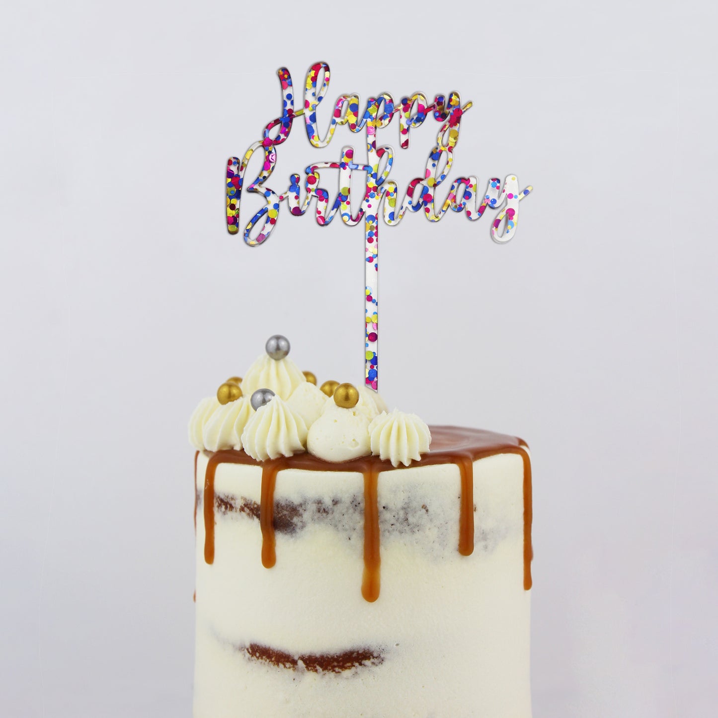 Small Classic Happy Birthday Topper | Rainbow