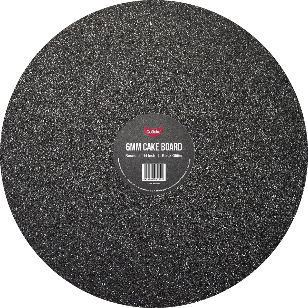 Round Glitter Masonite Cake Board 6mm | Black | 14 Inch