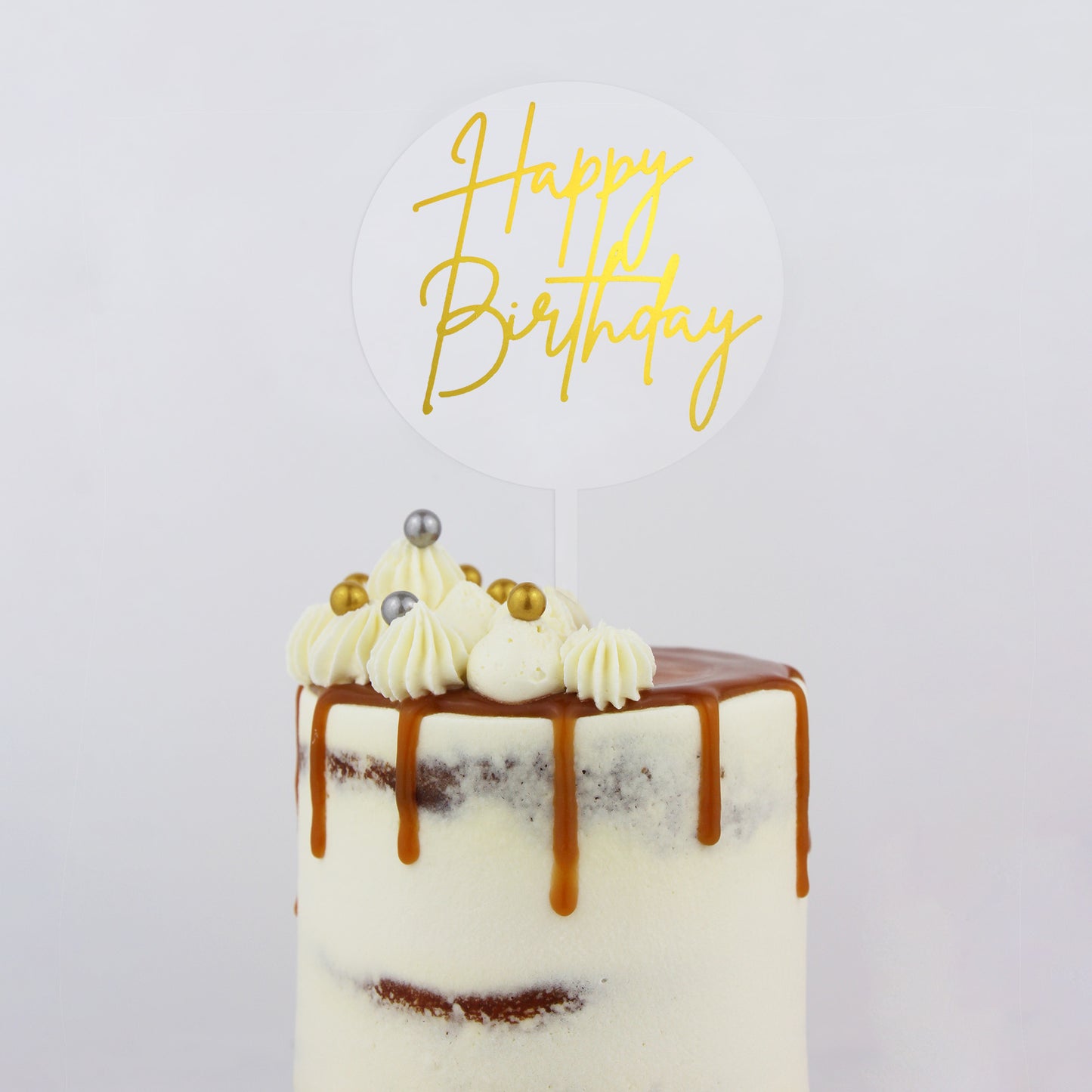 Small Happy Birthday Topper | Gold