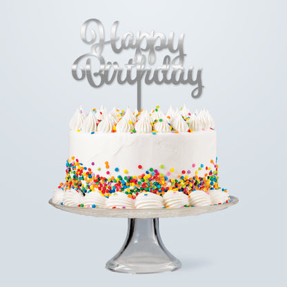 Acrylic Happy Birthday Topper | Silver