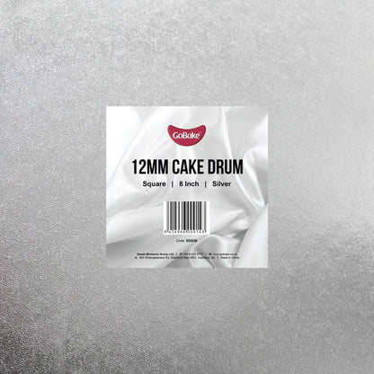12mm Cake Drum Silver Square Wrapped 8 Inch