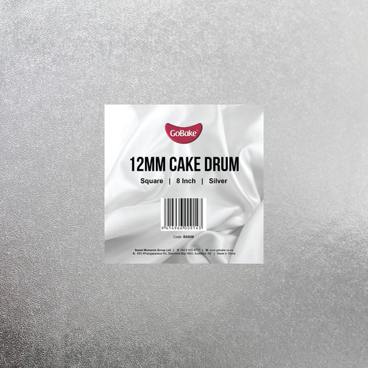 12mm Cake Drum Silver Square Wrapped 8 Inch
