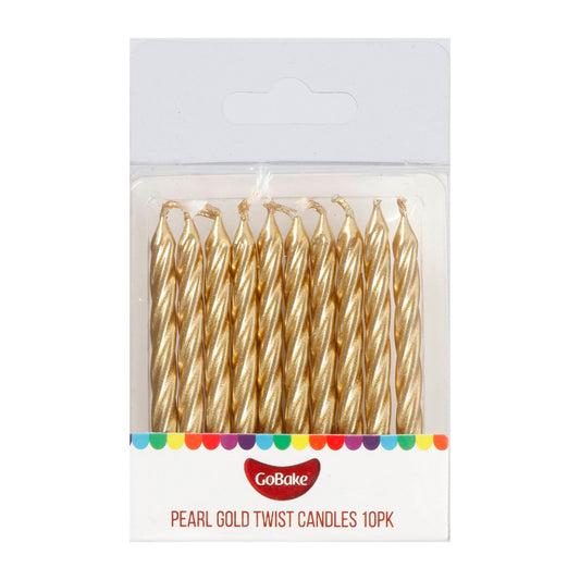 Pearl Gold Twist Candles | 12pc