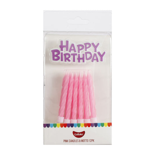 Pink Candles & Motto | 12pc + Motto