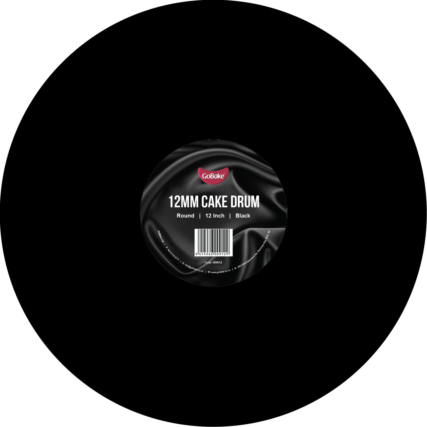 Round Cake Drum 12mm | Black | 12 Inch