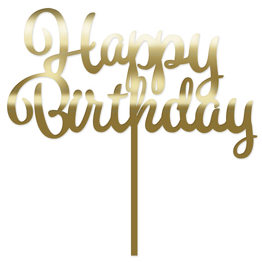 Acrylic Happy Birthday Topper | Gold