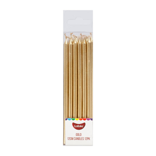 Tall Pearl Gold Candles 12cm | 12pc