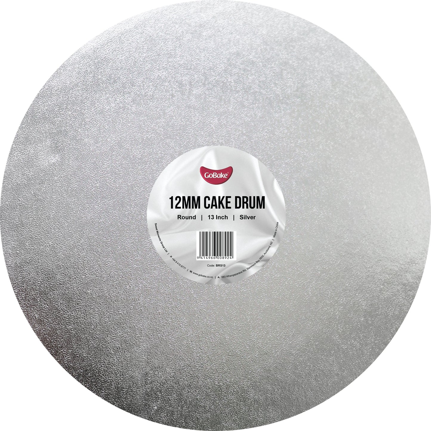 12mm Cake Drum Silver Round Wrapped 13 Inch