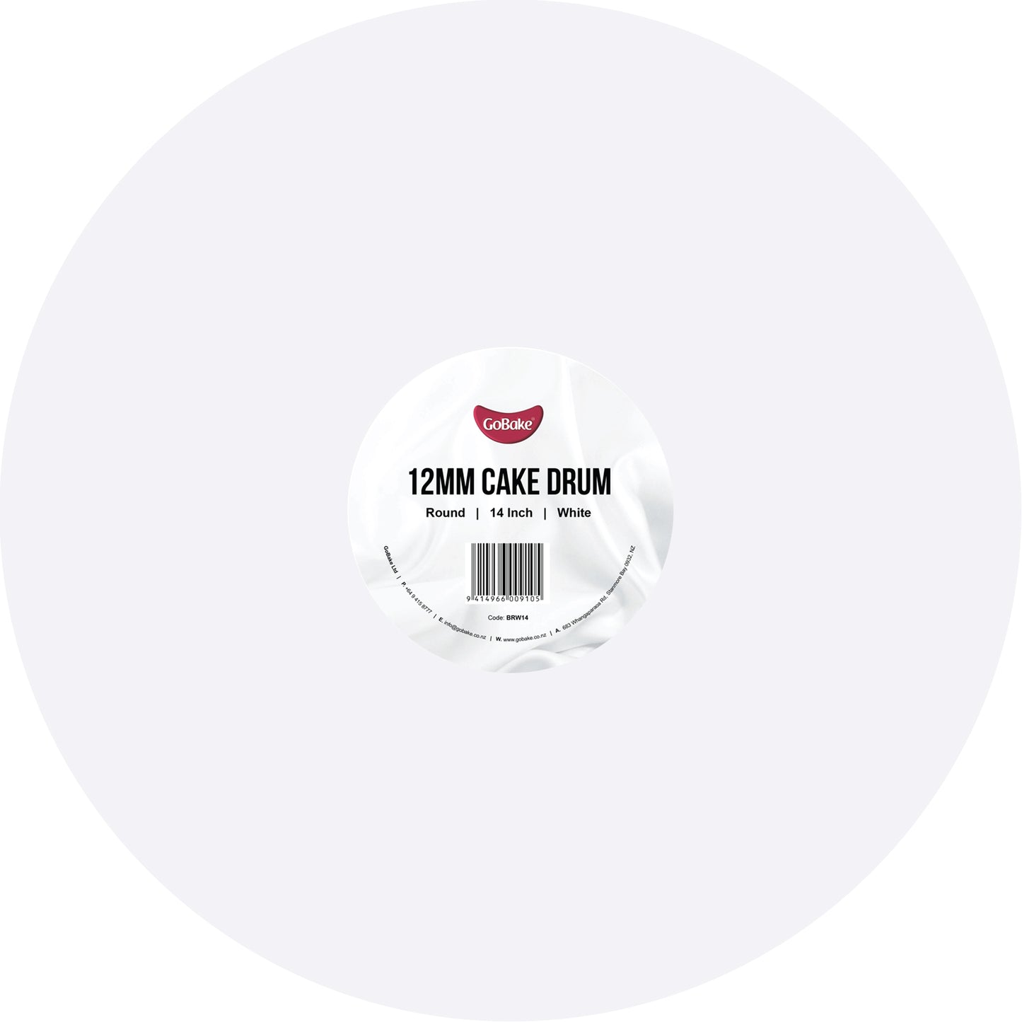 Round Cake Drum 12mm | White | 14 Inch