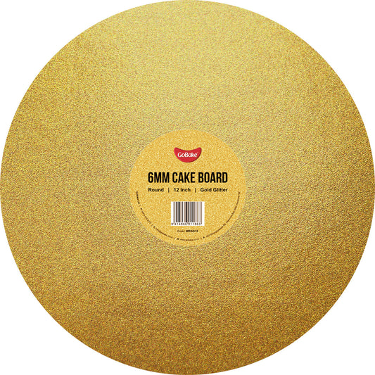 Round Glitter Masonite Cake Board 6mm | Gold | 12 Inch