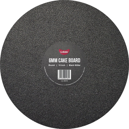 Round Glitter Masonite Cake Board 6mm | Black | 10 Inch