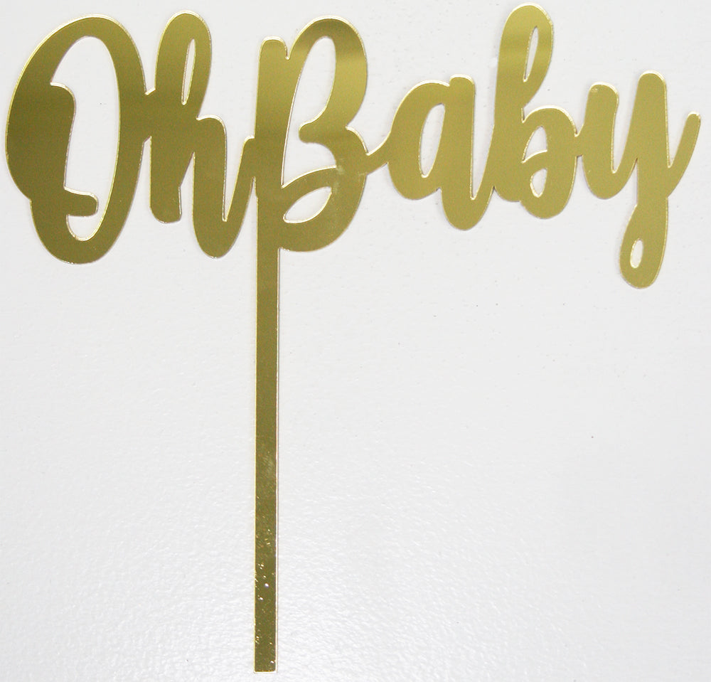 Acrylic Oh Baby Topper | Gold
