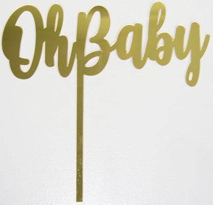 Acrylic Oh Baby Topper | Gold