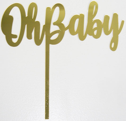 Acrylic Oh Baby Topper | Gold