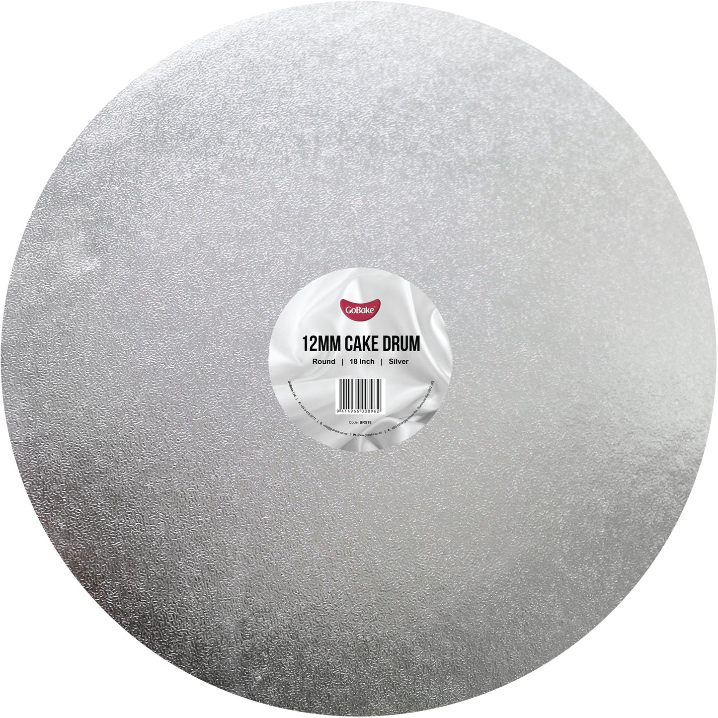 Round Cake Drum 12mm | Silver | 18 Inch