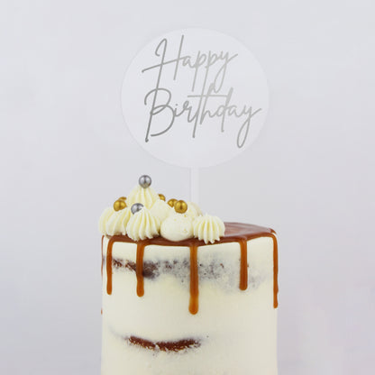 Small Happy Birthday Topper | Silver