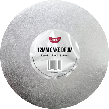 12mm Cake Drum Silver Round Wrapped 7 Inch