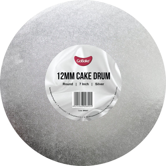 12mm Cake Drum Silver Round Wrapped 7 Inch