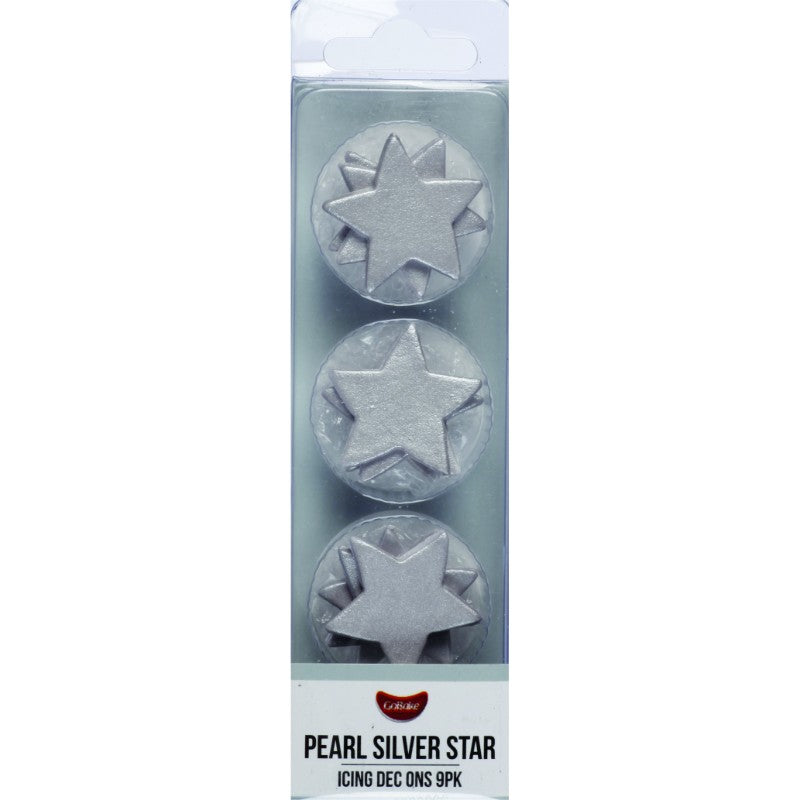 Pearl Silver Star Dec On | 3cm | 9pk