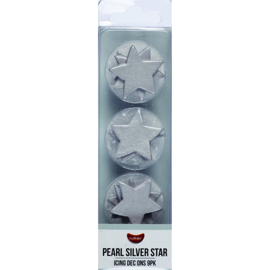 Pearl Silver Star Dec On | 3cm | 9pk