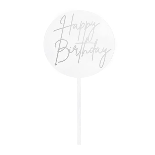 Small Happy Birthday Topper | Silver