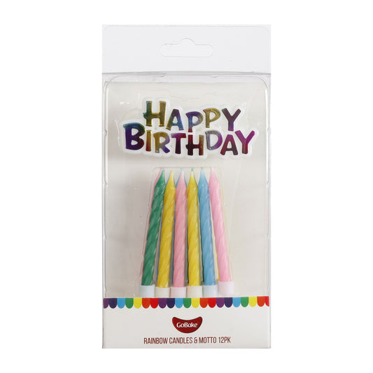 Rainbow Candles & Motto | 12pc + Motto
