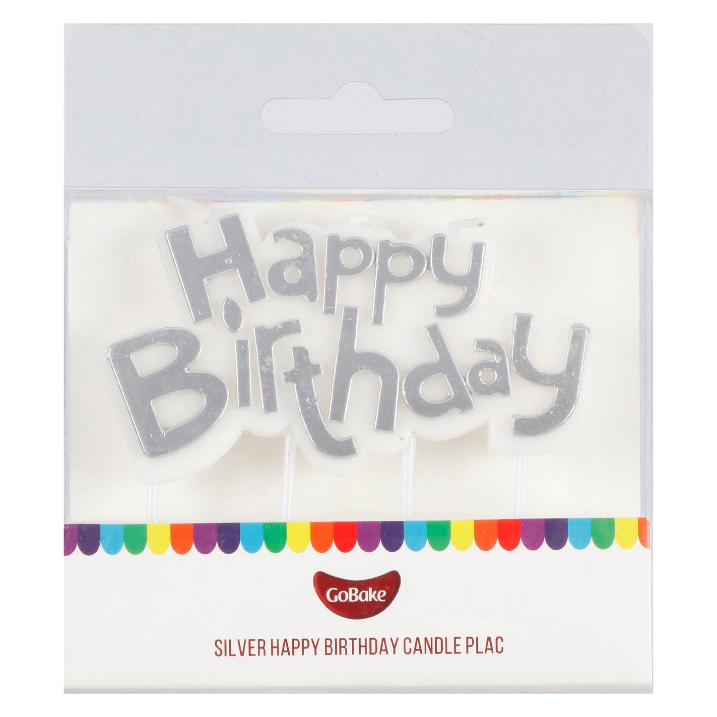 Silver Happy Birthday Candle