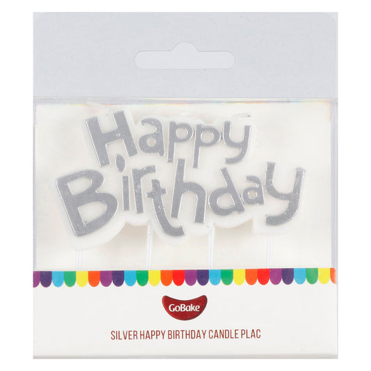 Silver Happy Birthday Candle