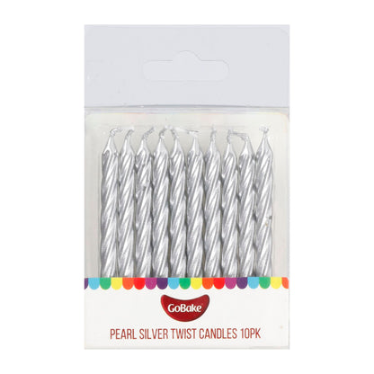 Pearl Silver Twist Candles | 12pc