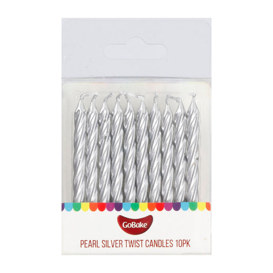 Pearl Silver Twist Candles | 12pc