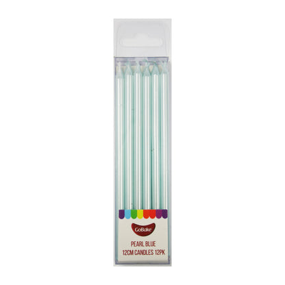 Tall Pearl Blue Candles 12cm | 12pc