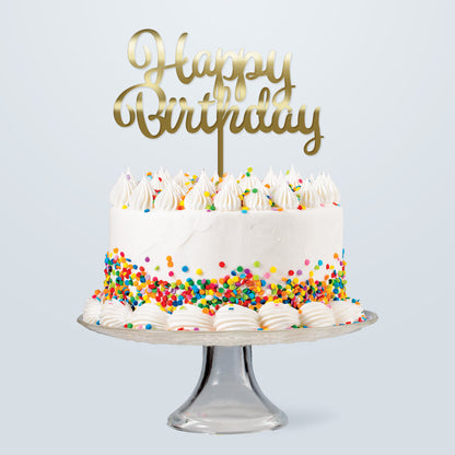 Acrylic Happy Birthday Topper | Gold