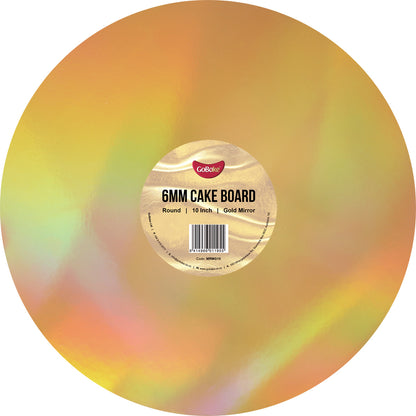Round Mirror Masonite Cake Board 6mm | Gold | 10 Inch