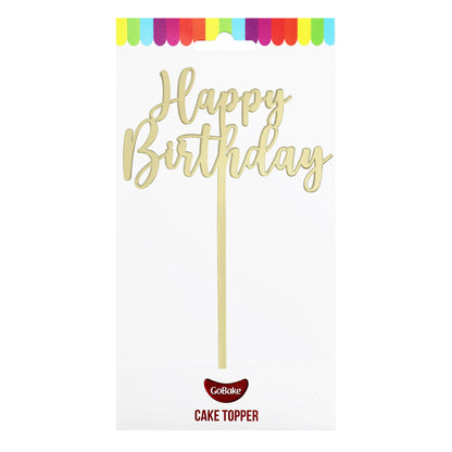 Small Classic Happy Birthday Topper | Gold