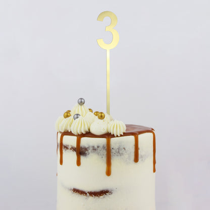 Small Number 3 Topper | Gold