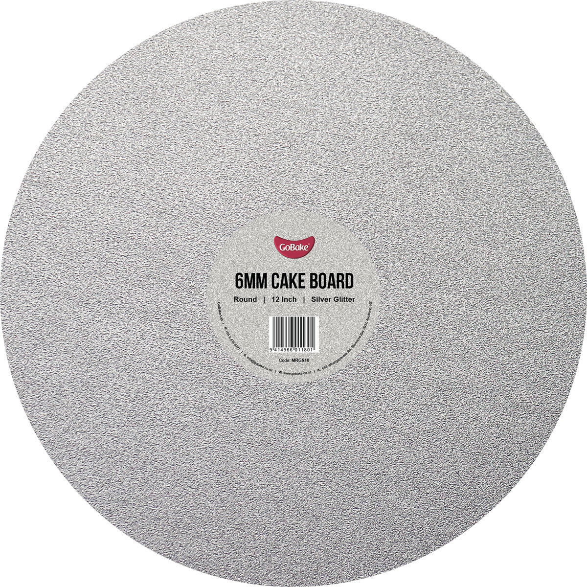 Round Glitter Masonite Cake Board 6mm | Silver | 12 Inch