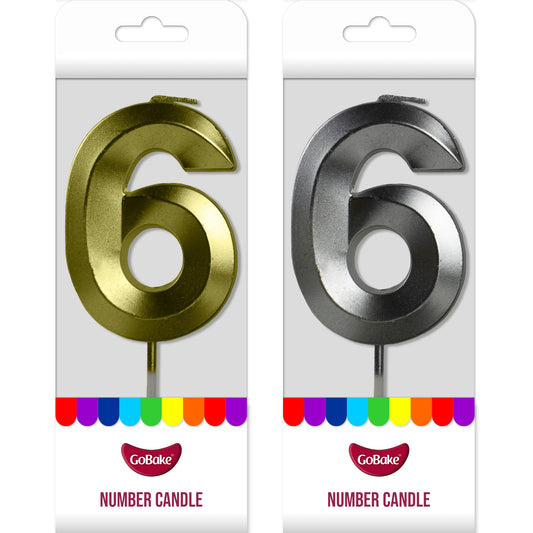 Number 6 Metallic Candle
