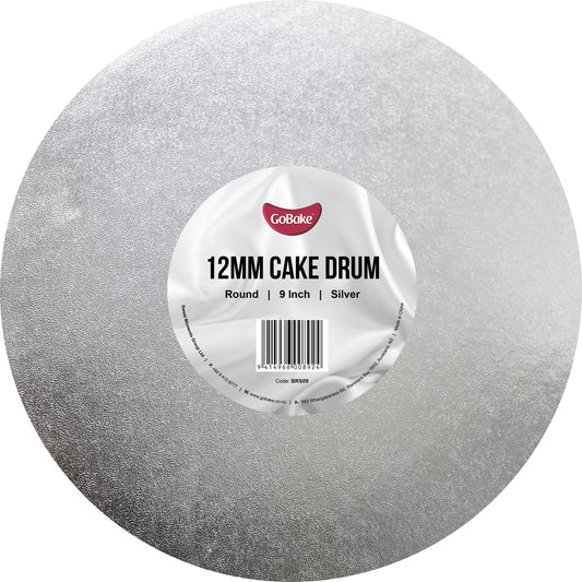 12mm Cake Drum Silver Round Wrapped 9 Inch
