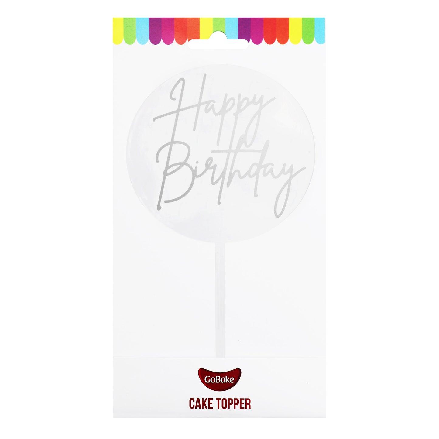 Small Happy Birthday Topper | Silver