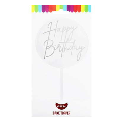 Small Happy Birthday Topper | Silver