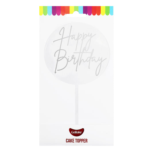 Small Happy Birthday Topper | Silver
