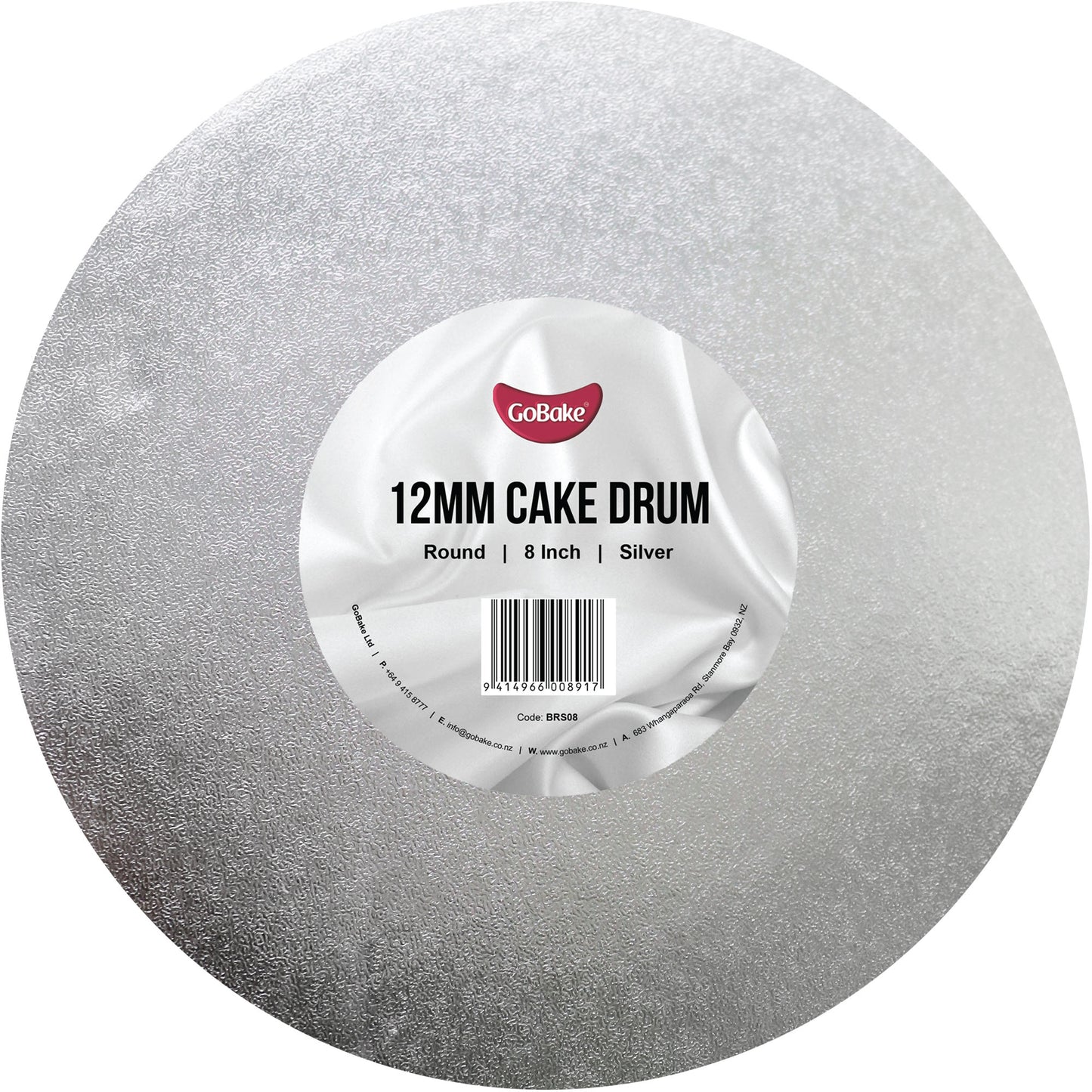 Round Cake Drum 12mm | Silver | 8 Inch