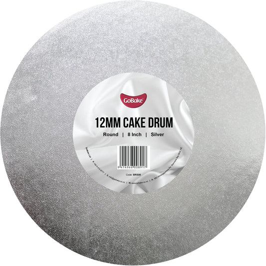 Round Cake Drum 12mm | Silver | 8 Inch