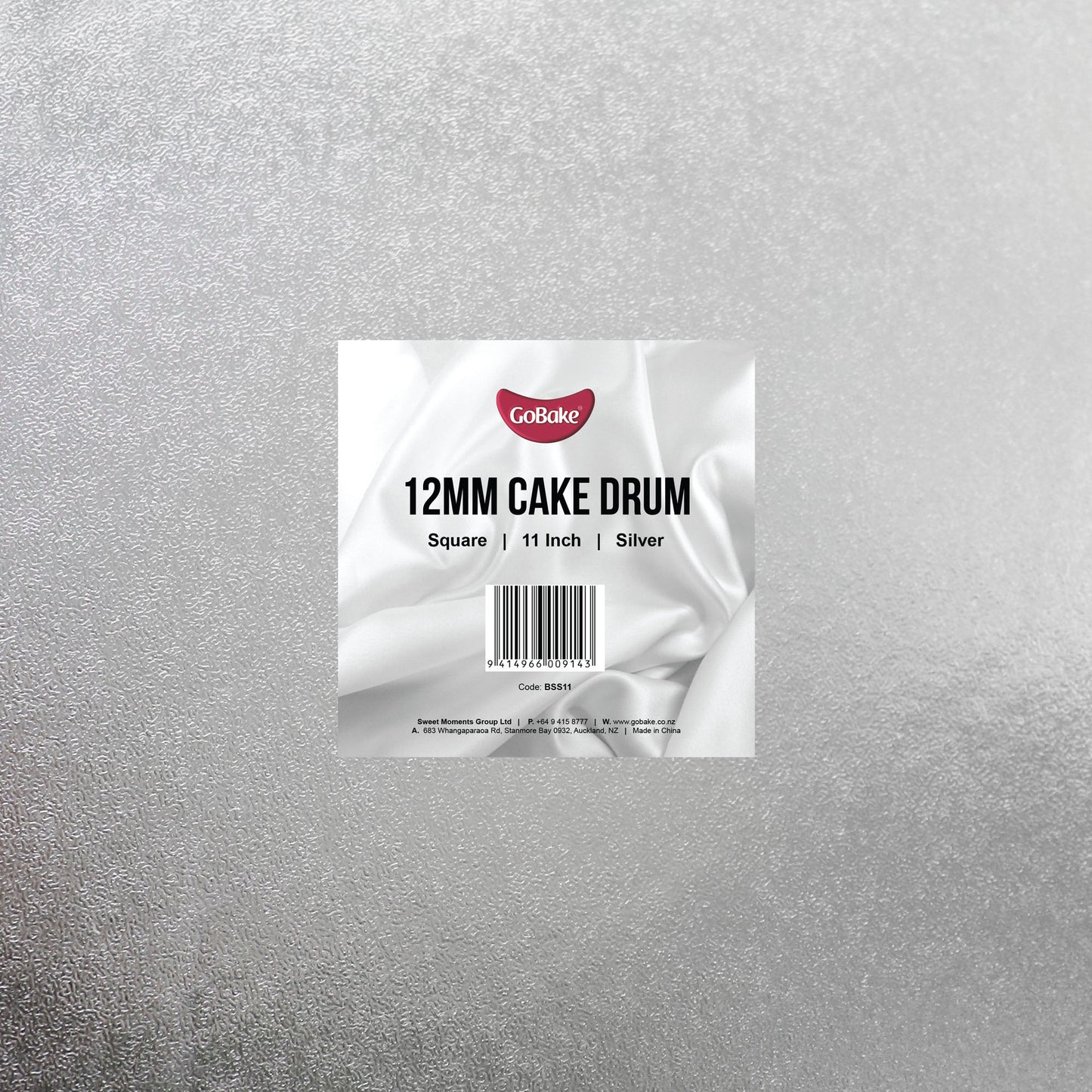 12mm Cake Drum Silver Square Wrapped 11 Inch
