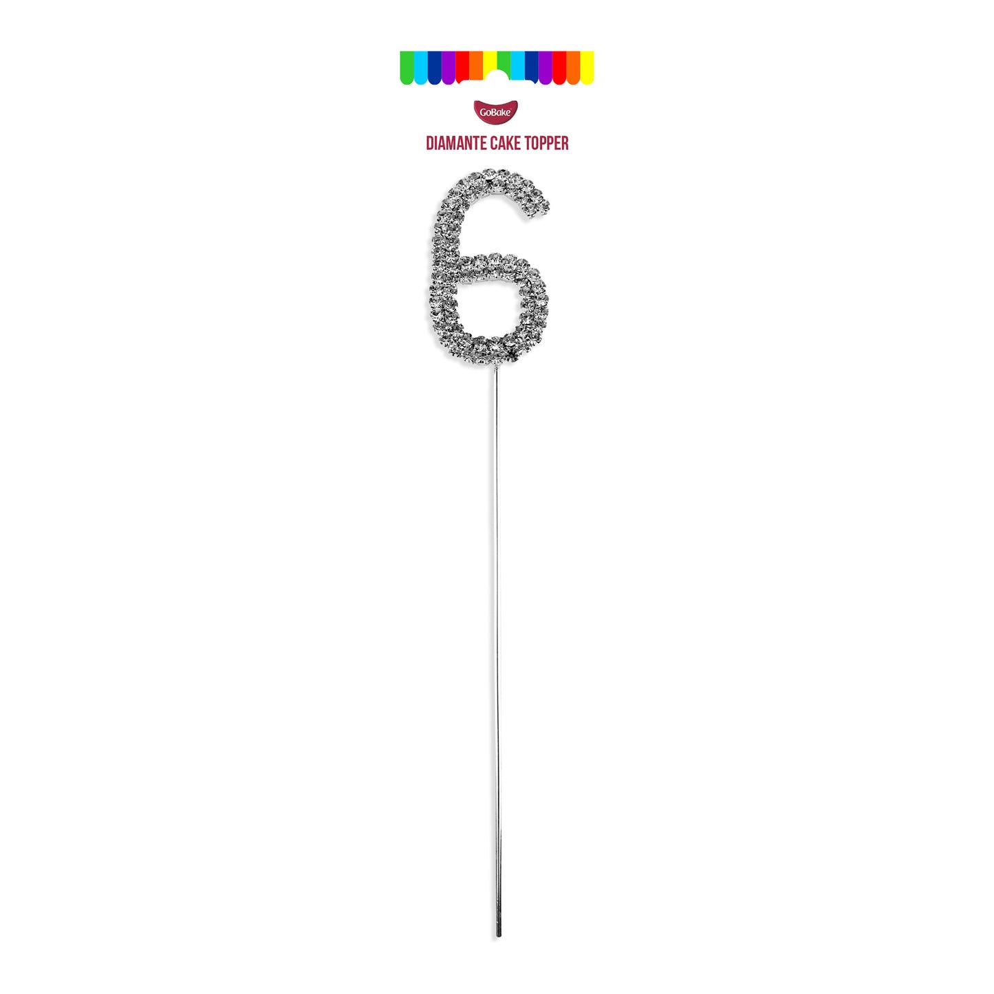 Silver Diamante Number 6 Topper | 4.5cm