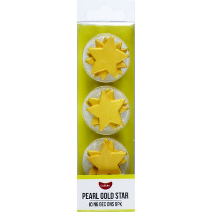 Pearl Gold Star Dec On | 3cm | 9pk