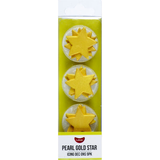 Pearl Gold Star Dec On | 3cm | 9pk