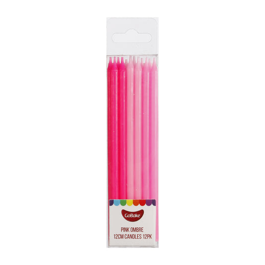Tall Pink Ombre Candles 12cm | 12pc