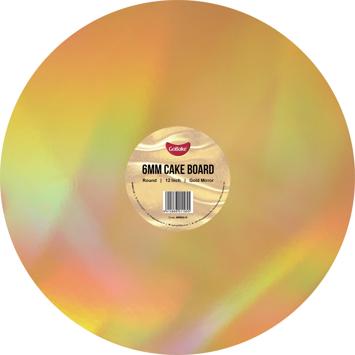 Round Mirror Masonite Cake Board 6mm | Gold | 12 Inch